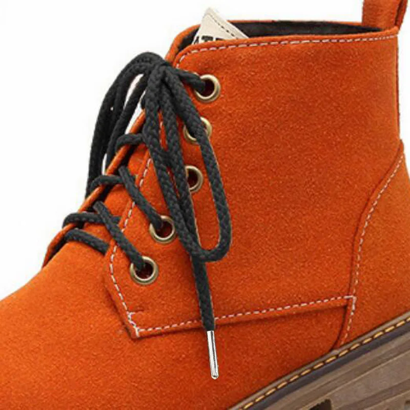 1 Pair Round Ropes Shoes Laces Fashionable Casual Sneakers Sports Basketball Leather Martin Boot Shoelaces High-grade Metal Head