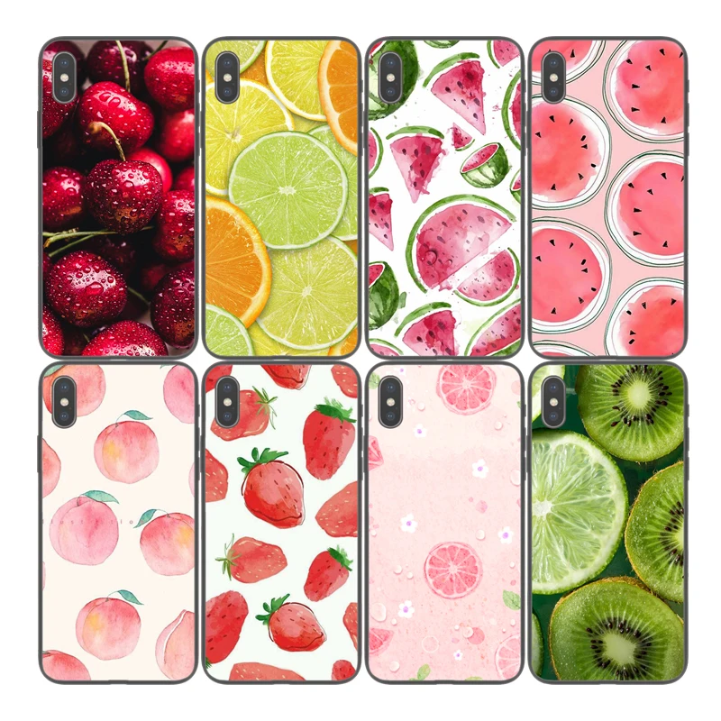 

Cover Silicon phone case Soft TPU peach fruit salad print cellphone case For iPhone x 6 6s 7 7s 8 4 4s 5 5s se Plus Art fashion