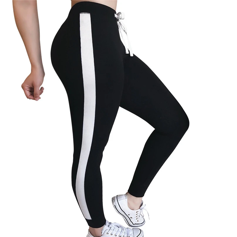 Womens Fashion Sportswear Casual Striped Drawstring Pants Women Bowtie Sports Casual Pants Running Pants #4NV29 (18)