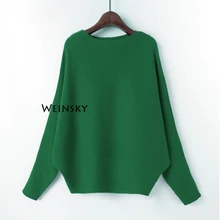 Weinsky Women Knitted Sweaters And Pullovers Ladies Autumn And Winter 2018 Fashion Korean Style Batwing Sleeve Pink Sweaters