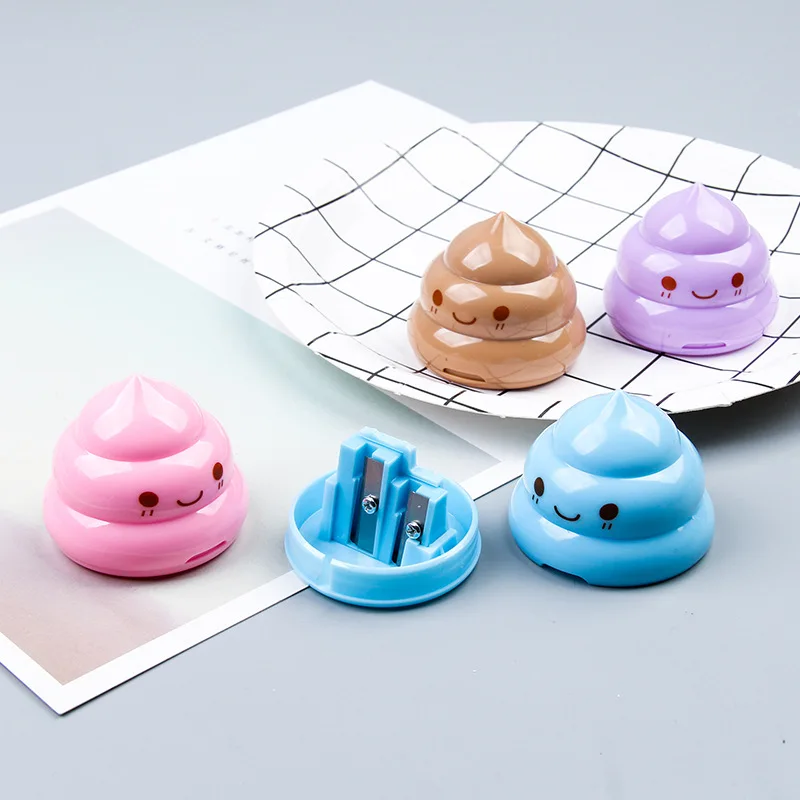 1PC Cute Funny Emoji Poop Pencil Sharpener Double Hole Pencil Sharpener