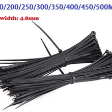 Фактический width4.8mm) BK 5* L150/200/250/300-500 мм нейлон самоблокирующиеся Пластик кабельная петля для связки закрепите провода обмотка провода пластиковые кабельные стяжки