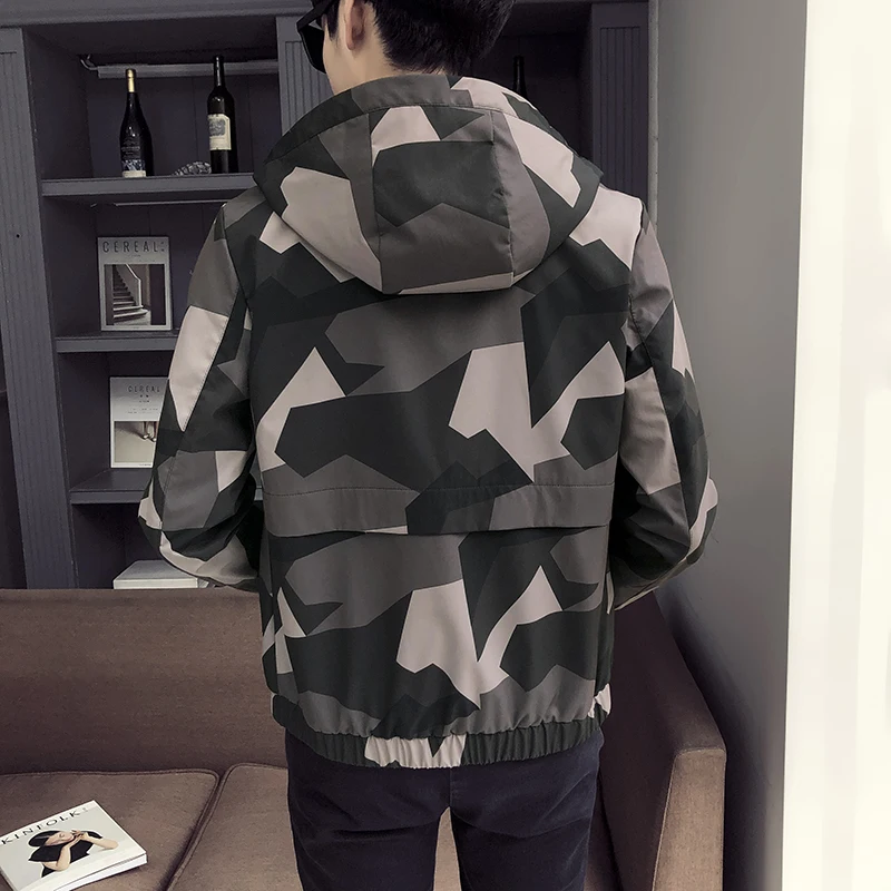 High Quality Autumn Camouflage Jacket Men Streetwear Young Man Hooded Jacket Long Sleeve Slim Fit Casual Men Windbreaker Jackets