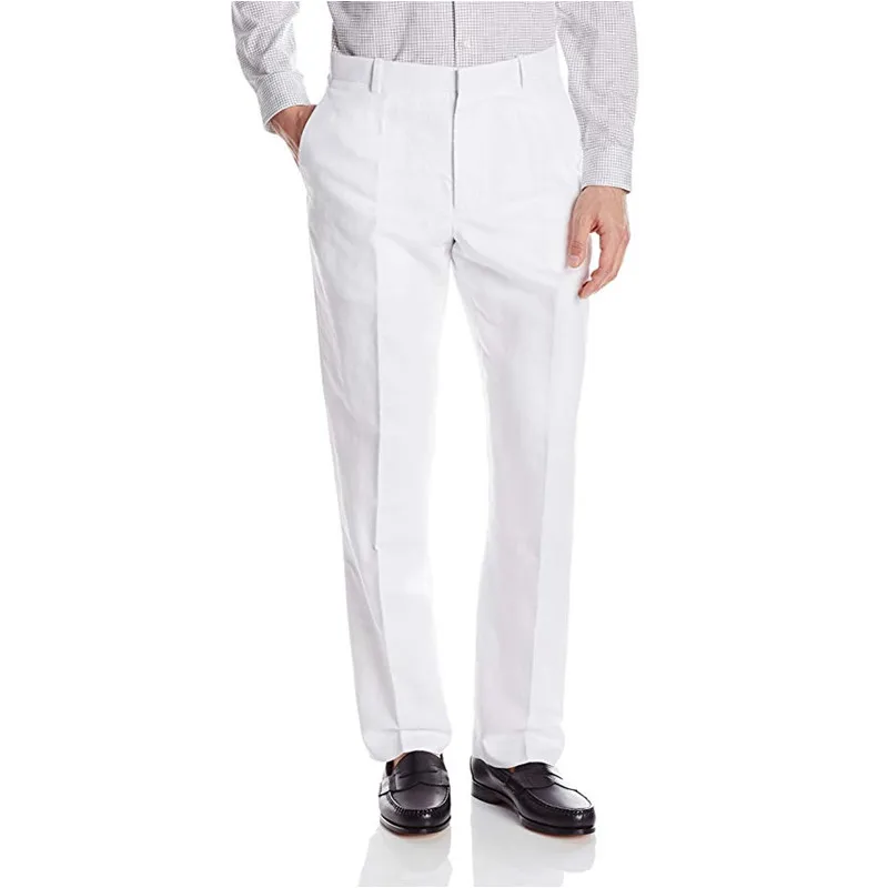 Новое поступление на заказ мужские платья свадебные костюмы брюки плоские передние Слаксы однотонные белые мужские костюмы брюки