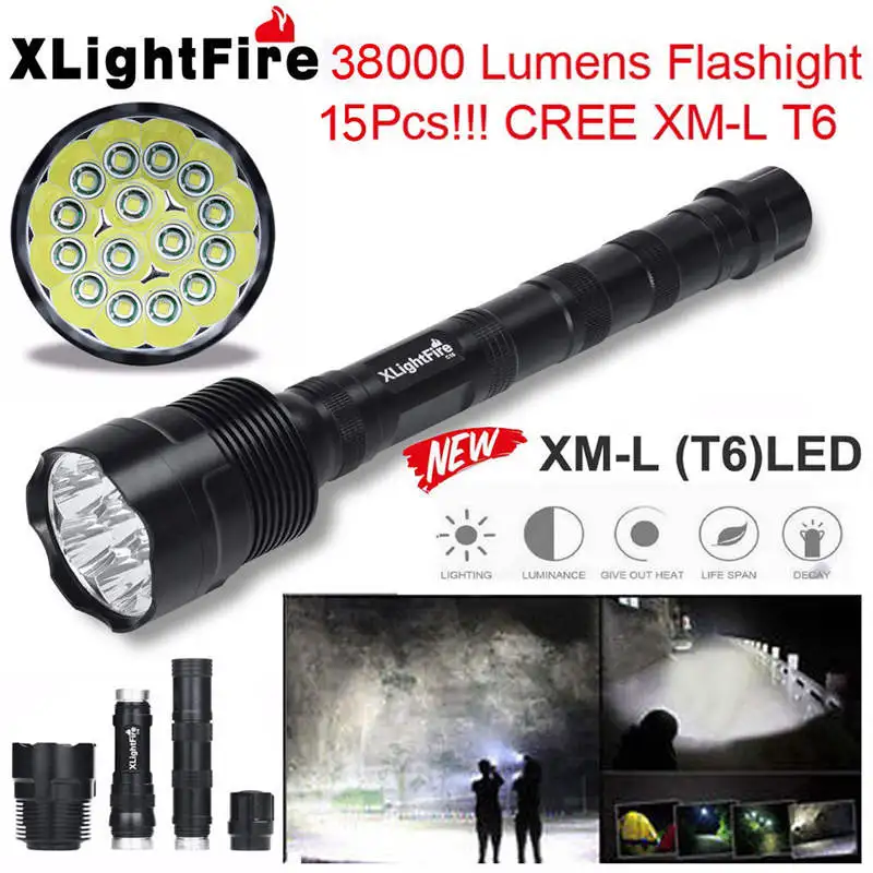 XLightFire 38000 люмен 15x CREE XML T6 5 Режим 18650 супер яркий светодиодный фонарик дома на открытом воздухе путешествие приключение Освещение#4A15
