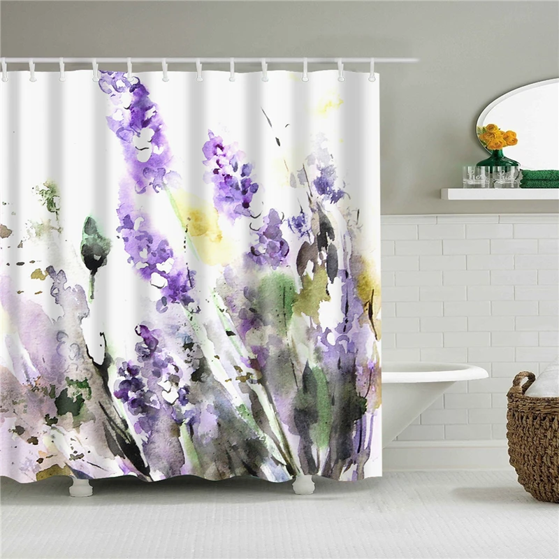 Waterproof Bath Shower Curtains 3d Flowers Printing Custain for Bathroom High Quality Polyester Bath Screen Home Decoration - Цвет: B1203