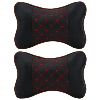 

2 Pcs Leather PP Cotton Car Headrest Neck Pillow Auto Seat Cover Head Neck Rest Cushion Headrest Pillow Car Styling Accessarie