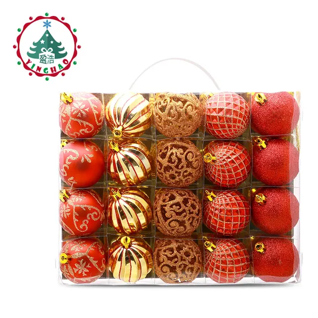 Inhoo New 6/7cm Luxury Collection Red And Gold Shatterproof inhoo New 6/7cm Luxury Collection Red and Gold Shatterproof Christmas Ball Ornaments xmas tree - Inhoo New 6/7cm Luxury Collection Red And Gold Shatterproof