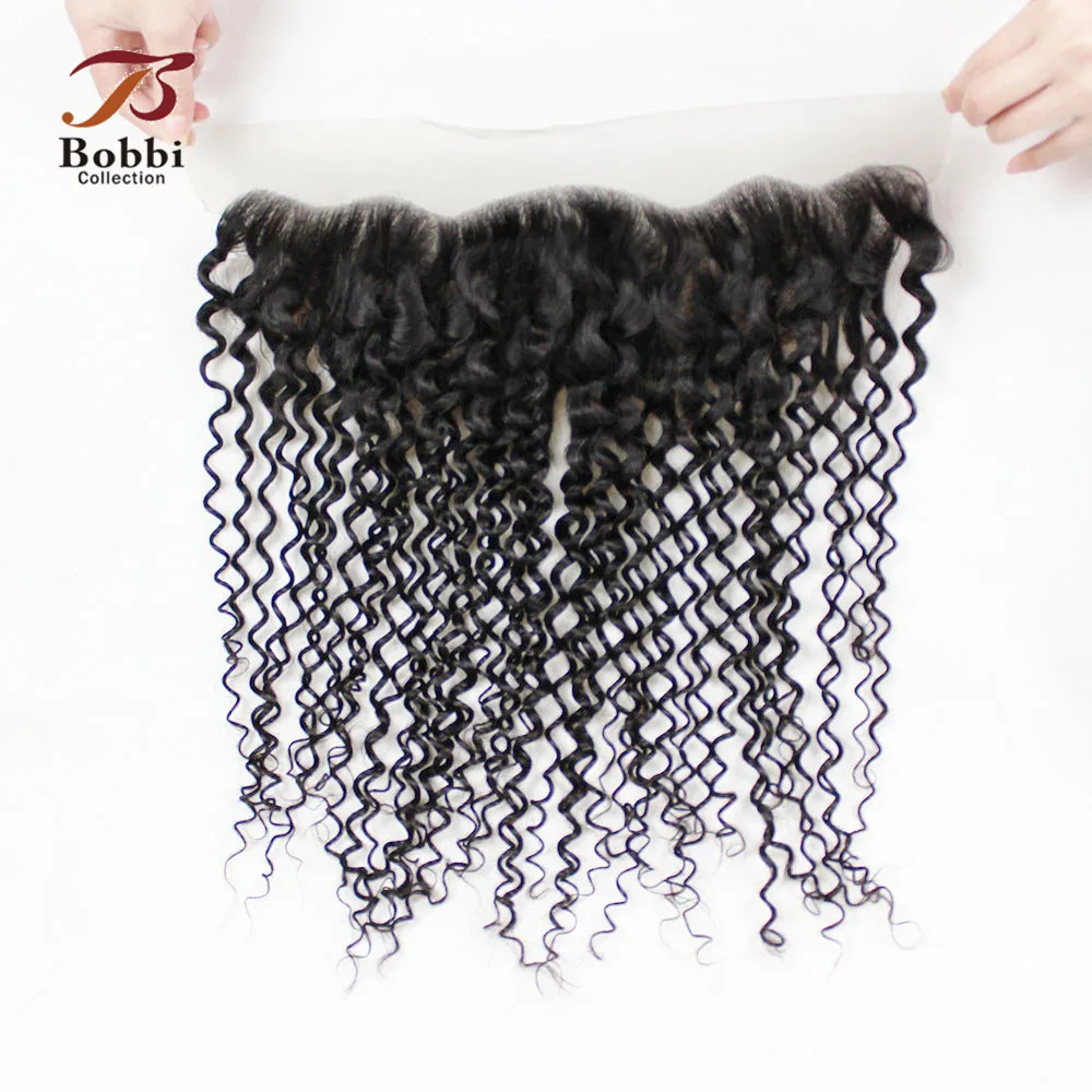 

BOBBI COLLECTION 4x13 Ear to Ear Lace Frontal Closure Brazilian Jerry Curly Hair 100% Remy Human Hair Natural Color Dark Brown