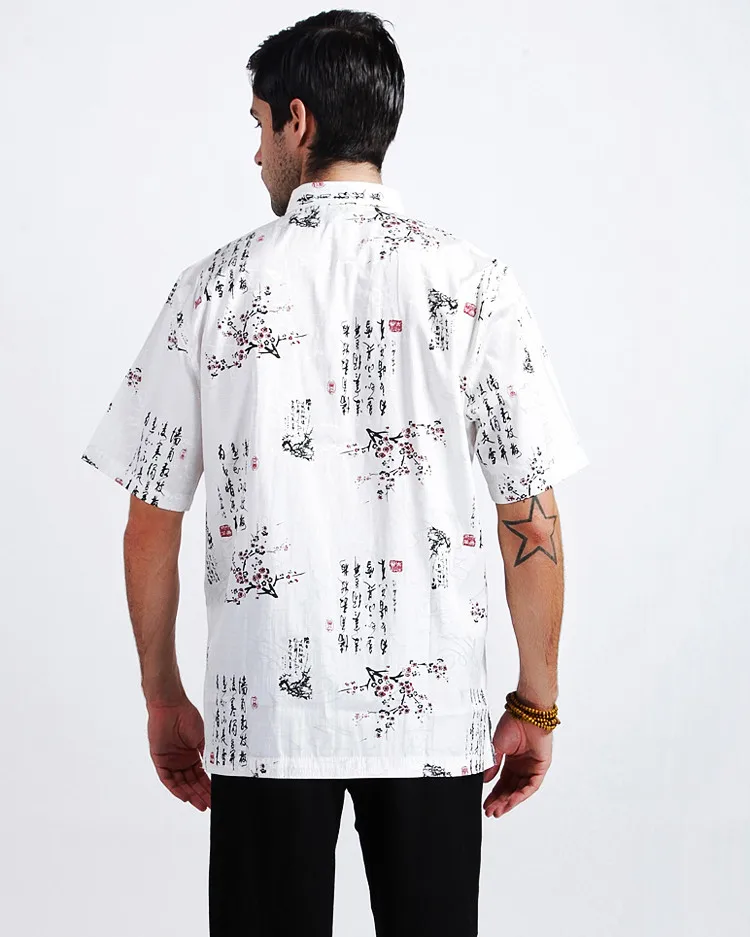 Белый 100% хлопок Новое поступление китайские традиционные мужские кунг-фу рубашки Топы M L XL XXL 3XL MS2015017