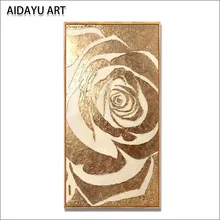 

AIDAYU ART 100% handmade oil painting large golden rose flowers on canvas for modern living room wall decor artwork No Frame