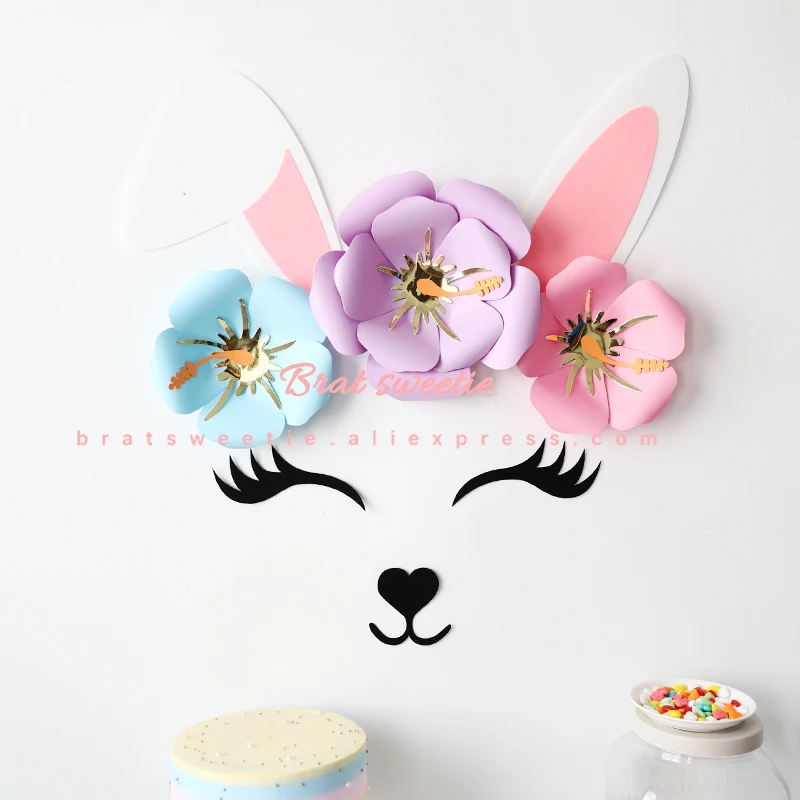 Kitty Party DIY Fake Paper Flower Artificial Flowers Set for Rabbit Cat Flamingo Birthday Wall Wedding Decoration Party Supplies