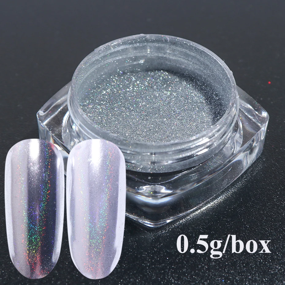 1pc Holographic Mirror Powder Rose Gold Metallic Laser Chrome Nail Powder Glitter Flakes DIP Pigment Nails Accessoires Dust  (4)