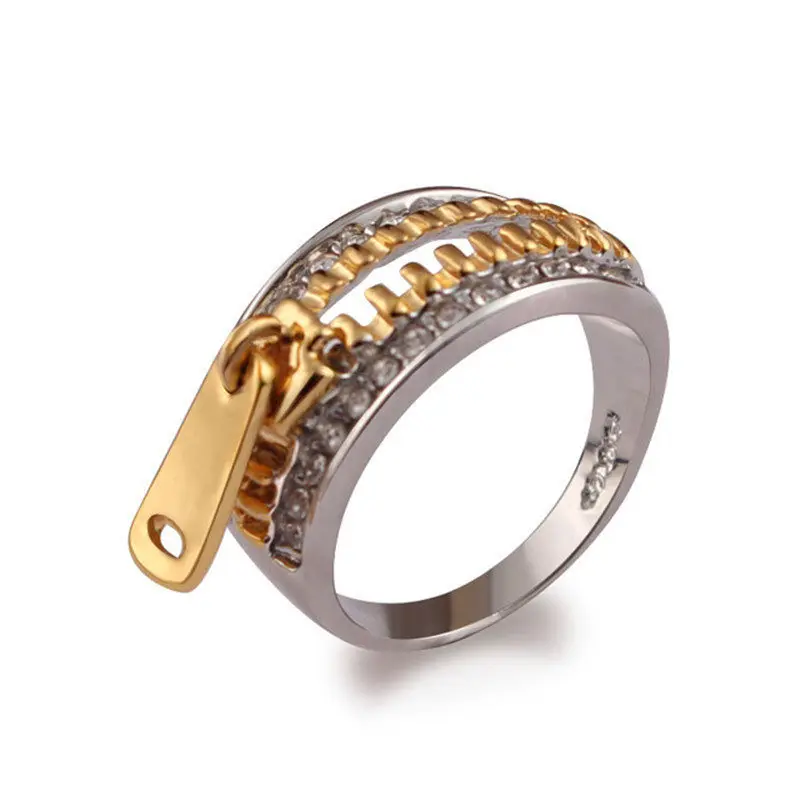 Панк кольцо с молнией Золотое и Серебряное кольцо унисекс ювелирные модные аксессуары дропшиппинг