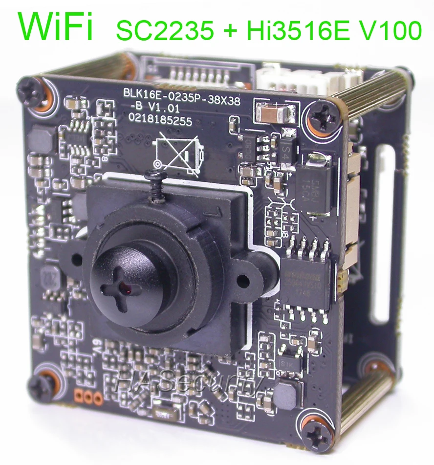 

WiFi special3.7mm H.264 , H.265 (1080P) 1/2.7" SmartSens SC2235 CMOS+ Hi3516E V100 CCTV IP camera PCB board module +FPC Antenna