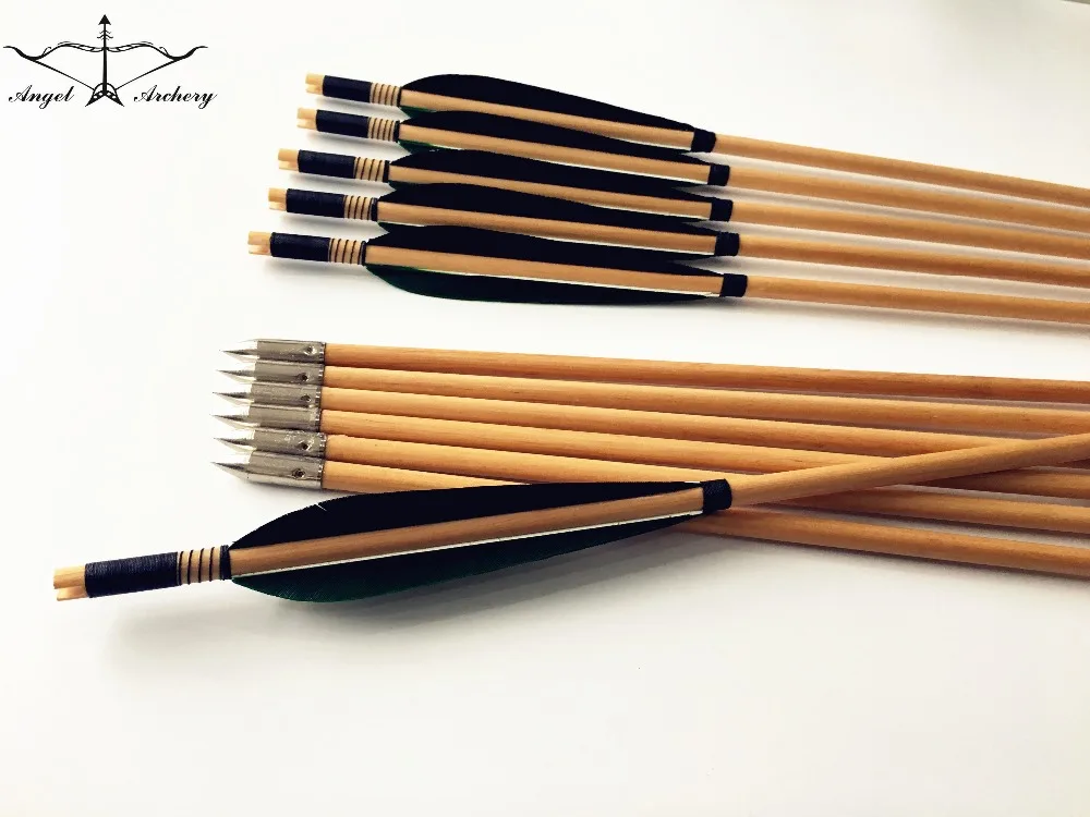 

6PK/12PK Handmade cedar wooden arrows Green&Black wood arrow for Archery hunting arrows 28INCH-33INCH For Hunting