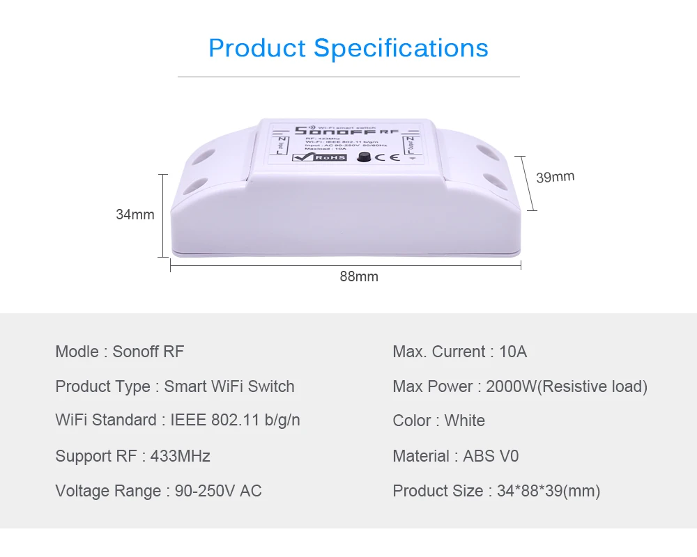 Sonoff RF WiFi умный переключатель DIY беспроводные модули для автоматизации умного дома 433 МГц пульт дистанционного управления работа с гнездом Alexa Google