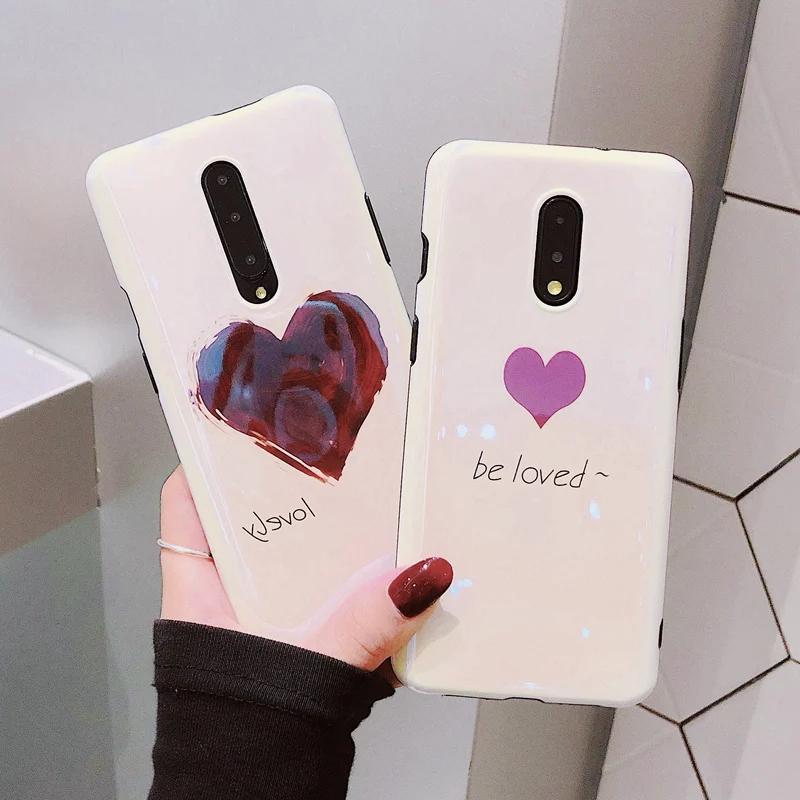 

Shiny Blu-ray Love Heart Case For Oneplus 7 Pro 6T TPU Silicone Laser Phone Case for One Plus 7 Pro 1+7Pro Cute Soft Back Cover