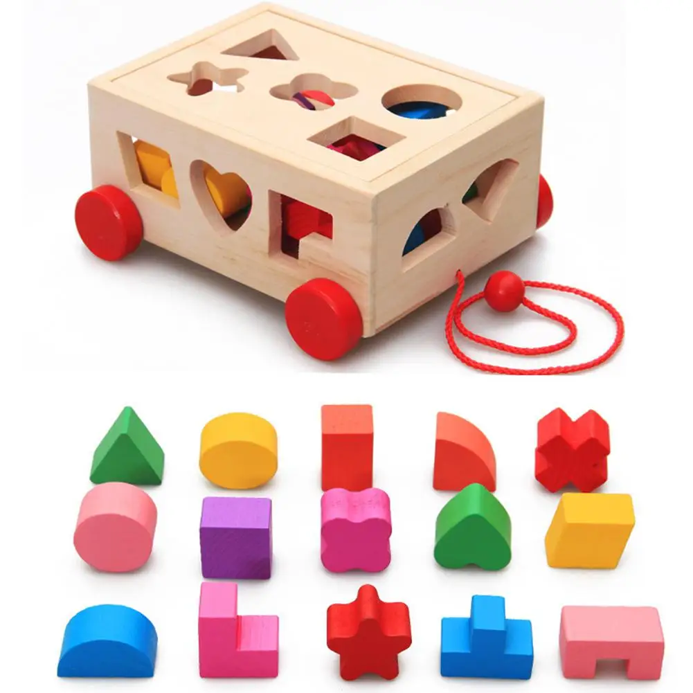 

Kids Multifunction Wood Trailer Shape Cognitive Matching Puzzle Box Toy