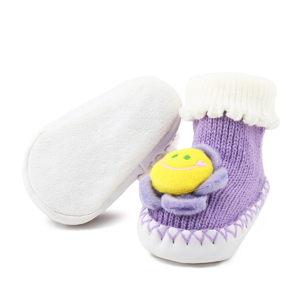 Мультфильм детские носки 3D цветок Вязание детские осенние носки анти-слип для новорожденного для маленьких мальчиков носки для девочек