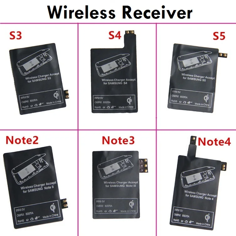 

Android QI Wireless Charger Adapter Receiver Pad For Samsung Galaxy Note 2 3 4 S3 S4 S5