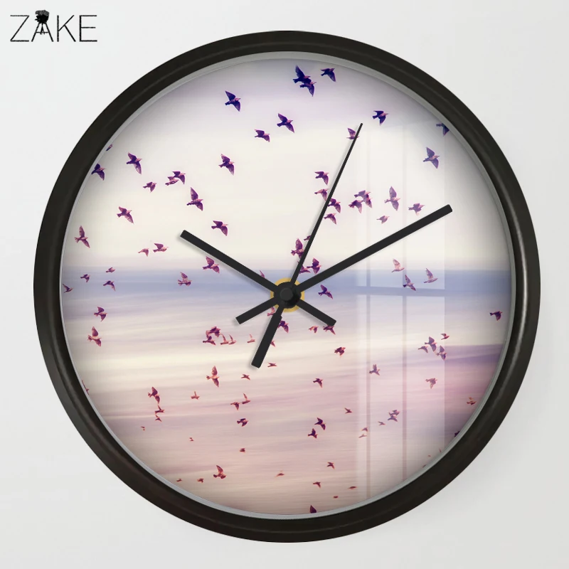 

Chic Art Wall Clock Pink Sky For Living Room Wall Decor, Bookshelf Decorative Mute Quartz Clocks Saat Home Decoration