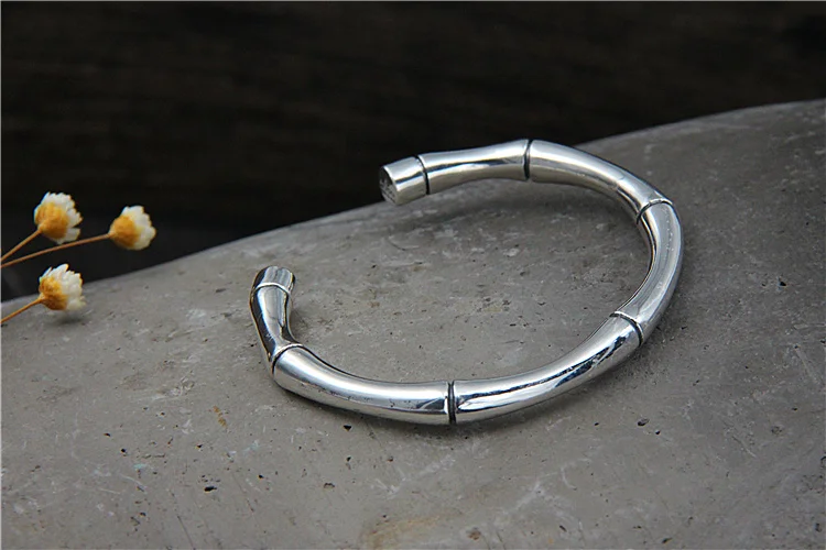 925 пробы Серебряный женский браслет и браслеты минималистичные обтягивающие браслеты женские браслеты в форме бамбука ювелирные изделия