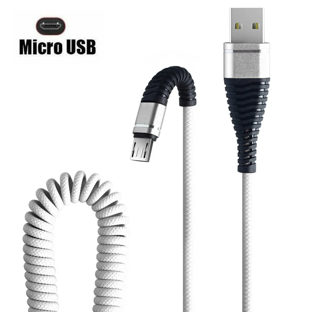 Слоновая кость Robotsky 2.4A пружинный кабель usb type C usb-c кабель передачи данных для быстрой зарядки Весна Mirco USB быстрое зарядное устройство кабель для XiaoMi huawei Letv - Цвет: Слоновая кость