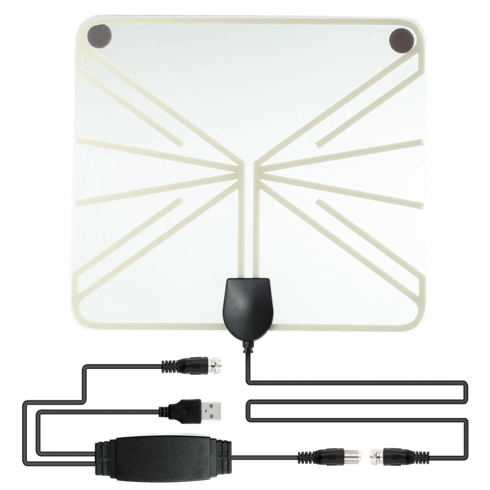 SOONHUA прозрачный дизайн 50-100 миль диапазон Крытый цифровой ТВ антенна USB VHF UHF приемник усилитель 25 дБ для HD ТВ блок DTV