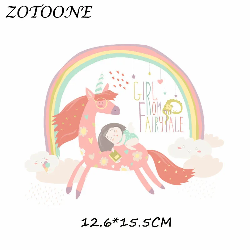 ZOTOONE розовые нашивки с единорогом термотрансферные для одежды футболки