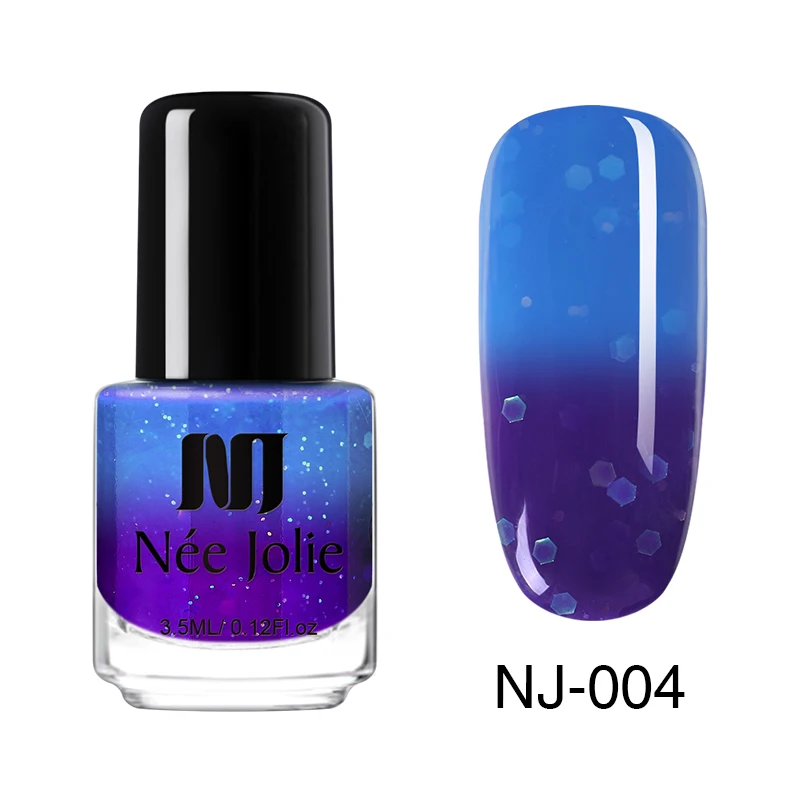 3.5ml - NJ-004 Ни Джоли термальный лак для ногтей с блестками, Температура Цвет меняется быстро сухой Маникюр 3,5/7,5 мл градиент лак для ногтей - Цвет: 3.5ml - NJ-004