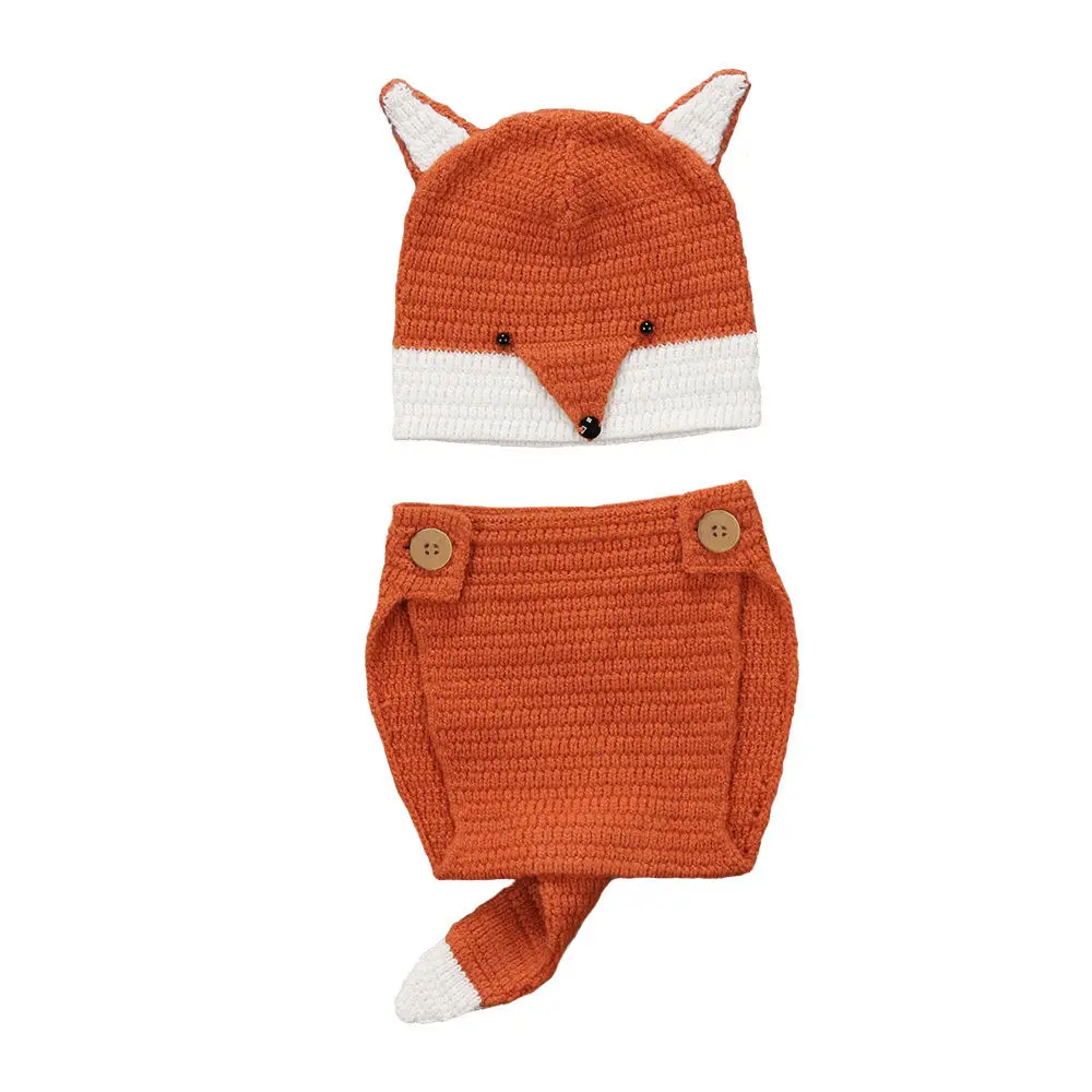 Одежда для малышей новорожденных Для маленьких мальчиков Обувь для девочек вязать Fox реквизит для фотосессии наряды Косплэй Комплект