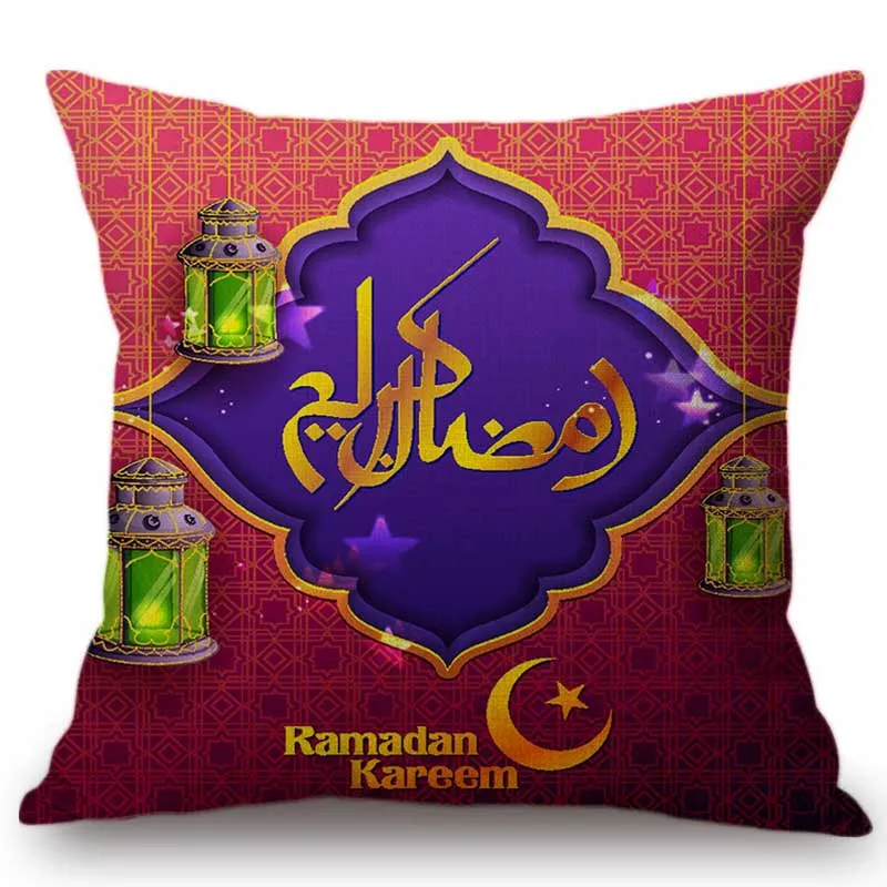 T110-22 Украшения для Рамадана исламский Eid Mubarak Kareem домашний Декор диванные чехлы на подушки мусульманская мечеть фонарь льняная наволочка - Цвет: T110-22