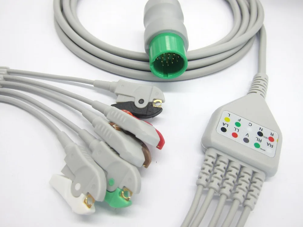 

One-piece ECG cable with 5leads clip for Spacelab patient monitor
