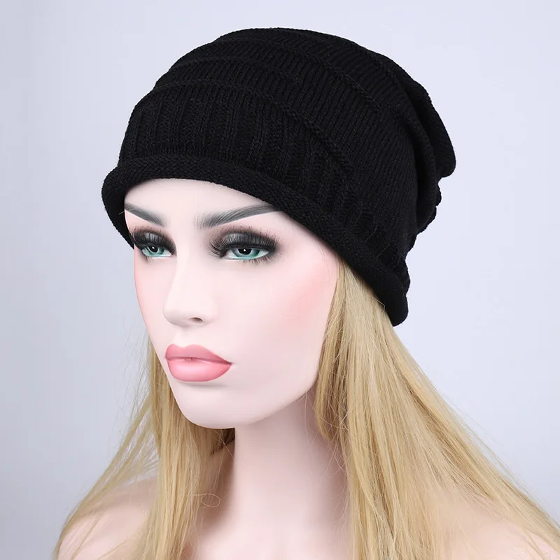 

2019 Women Winter Hats Elastic Knitted Wool Cotton Gorro Solid Multicolors Beanies Hip-hop Cap