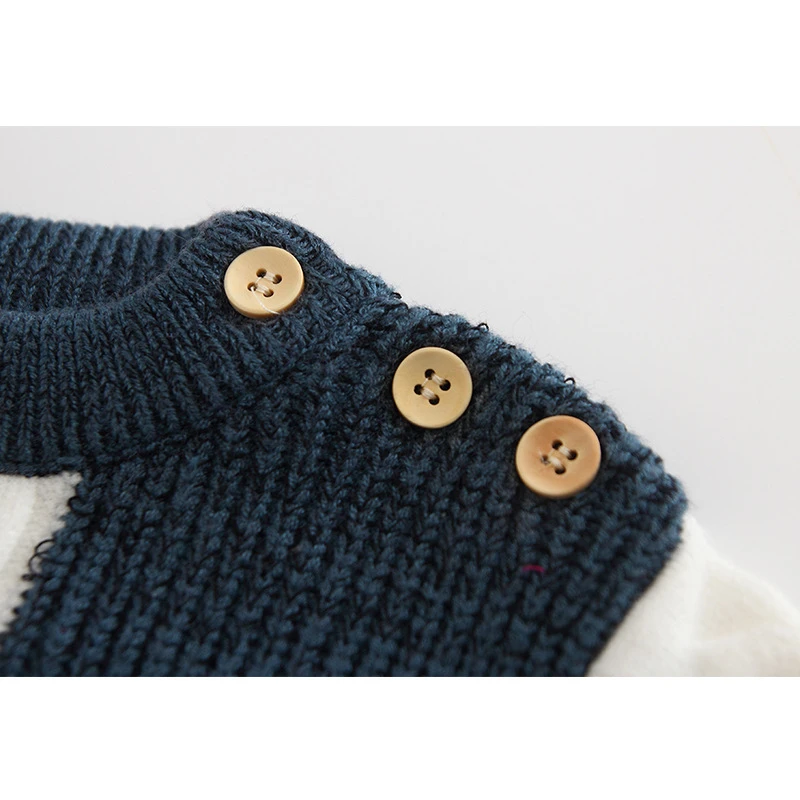 Милый вязаный свитер для малышей; Модная одежда в Корейском стиле для новорожденных; пуловеры контрастного цвета для маленьких мальчиков и девочек; свитера; зимняя одежда для младенцев