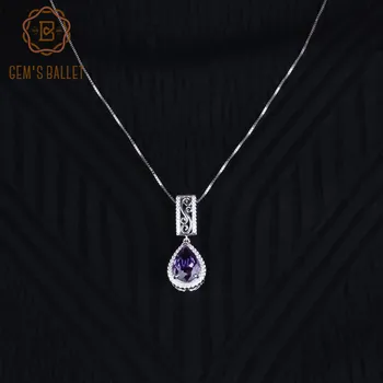 

GEM'S BALLET Natural Purple Romantic Amethyst Pendants 925 Sterling Silver Gemstone Pendant Necklace For Women Fine Jewelry