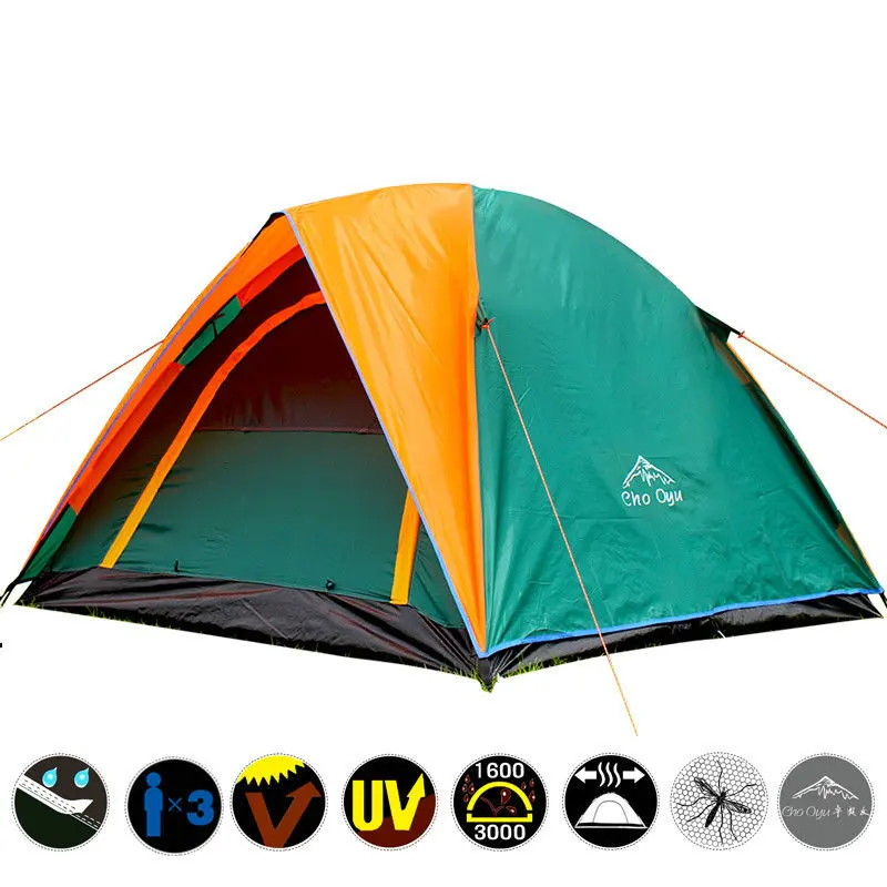 

High Quality Double Layer 3-4 Person Rainproof Outdoor Camping Tent for Hiking Fishing Hunting Adventure Picnic Party