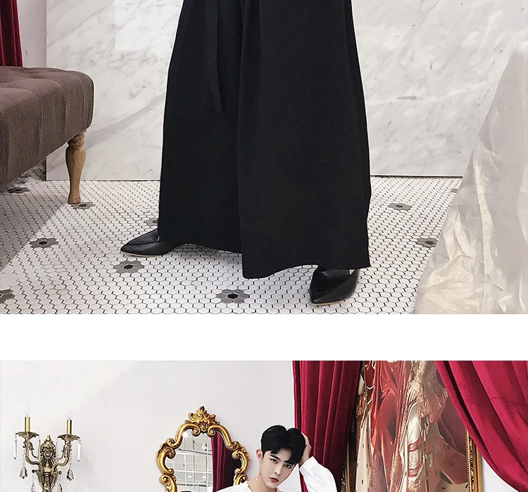 S~ 5xl! Индивидуальные Новые мужские черные широкие брюки Япония Харадзюку кимоно модные повседневные свободные шаровары мужские юбки брюки
