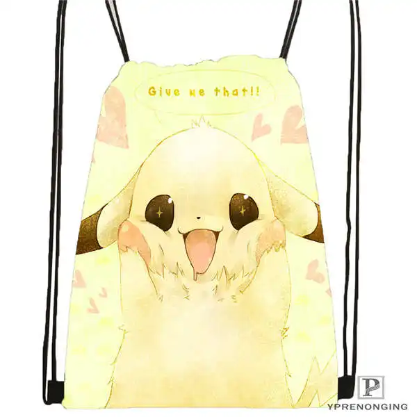 Custom Pikachu and Friends under the sea 2 Drawstring Backpack Bag Cute Daypack Kids Satchel Black