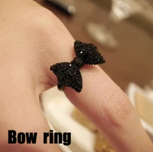 nz291 Fashion Vintage Cute Black Rhinestone Butterfly Bow Rings Jewelry Hot Selling Accessories For Women Wholesale 2015