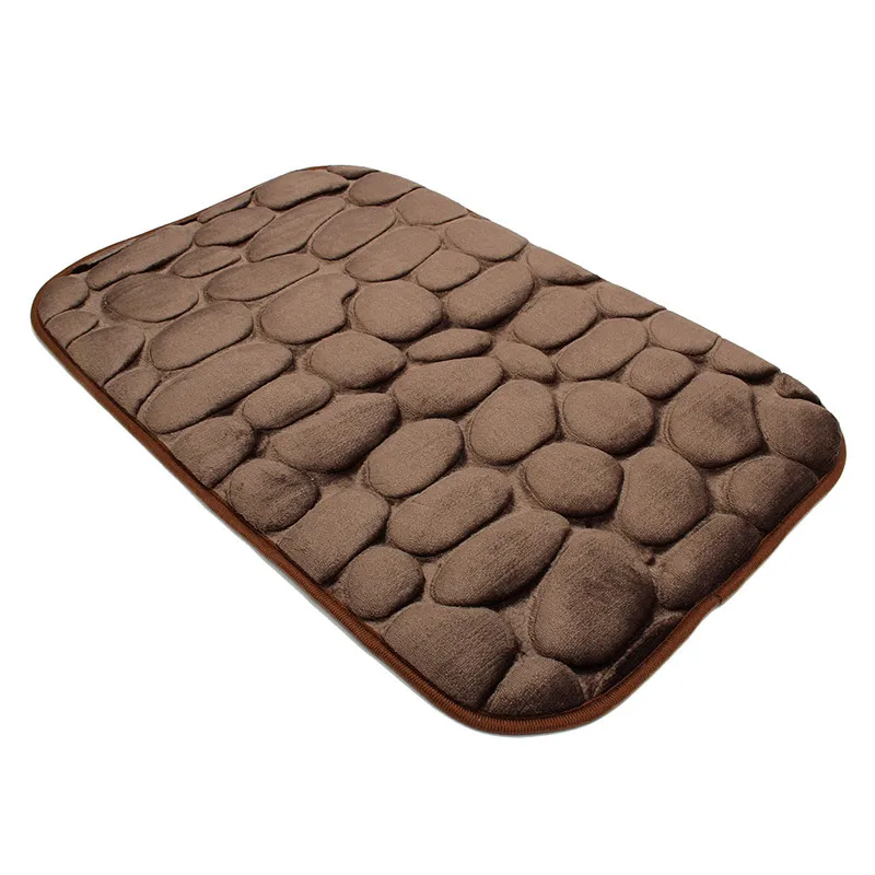 

Foam Pebble Rock Bath Mat Simple Beautiful Grey Memory Rug 60x40cm Non-Slip Microfiber Bath Mat Bathroom Product