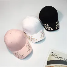 Для женщин 1 шт. хлопок вышивка цветок Бейсбол Кепки Snapback Кепки S регулируемая хип-хоп Шапки Пеший Туризм Кепки AP5