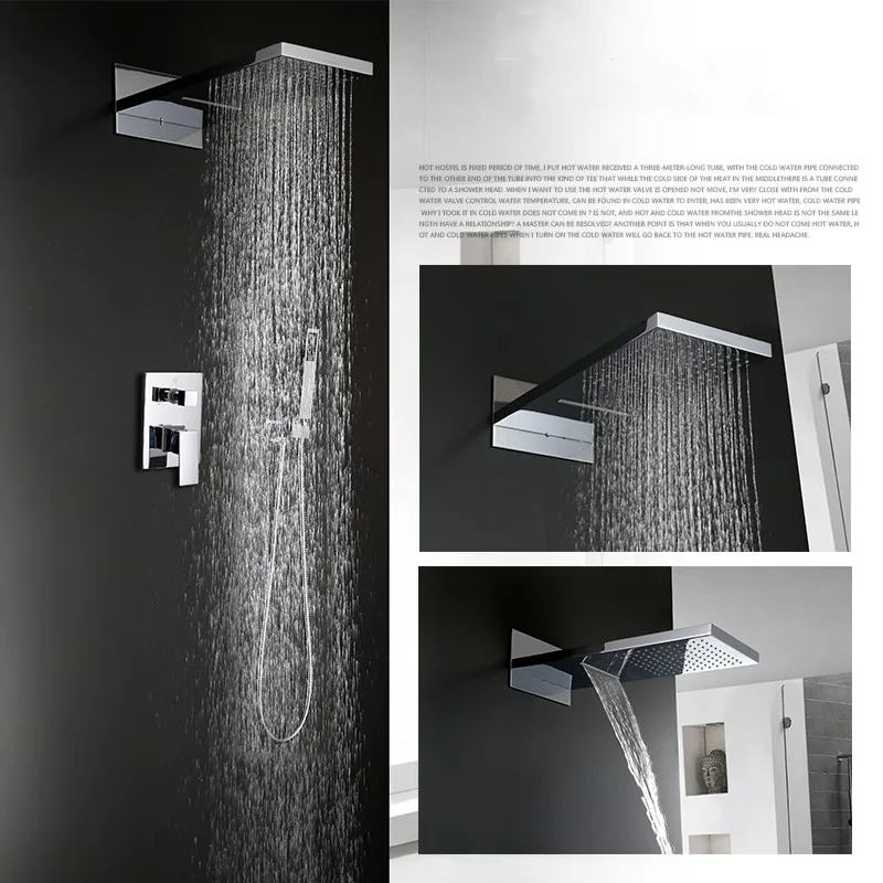 Solid brass three functions bathroom shower faucet set with Waterfall
