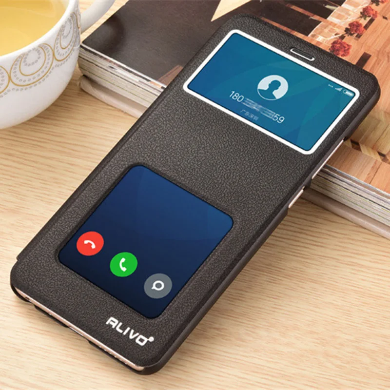 

Luxury Alivo Leather Phone Case For Xiaomi Redmi Note 7 View Window Flip Cover Case For Xiaomi redmi note 7 6 pro Coque