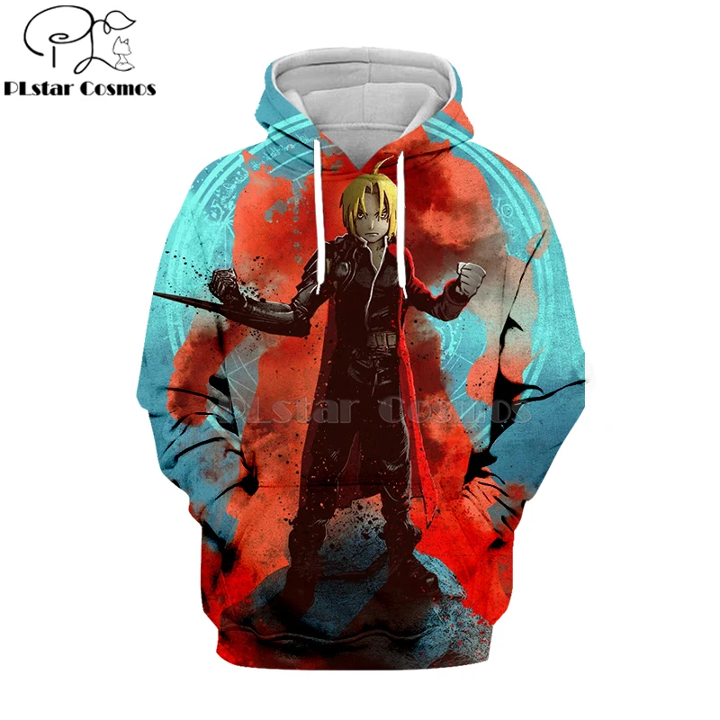 

PLstar Cosmos 2019 japan Anime Fullmetal Alchemist 3d Hoodies Hooded Sweatshirt long sleeve Edward Elric Harajuku streetwear-8