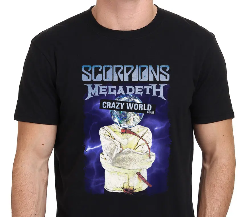 Мужская модная футболка Scorpions & Meadeth Crazy World Tour 2017 Мужская брендовая одежда размера S-to-XXL Топ хип-хоп