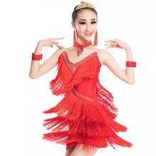 Новое поступление; платье для латинских танцев для девочек; детская плотная танцевальная одежда с бахромой; белое платье для танго; конкурентное черное платье для латинских танцев; BL1661