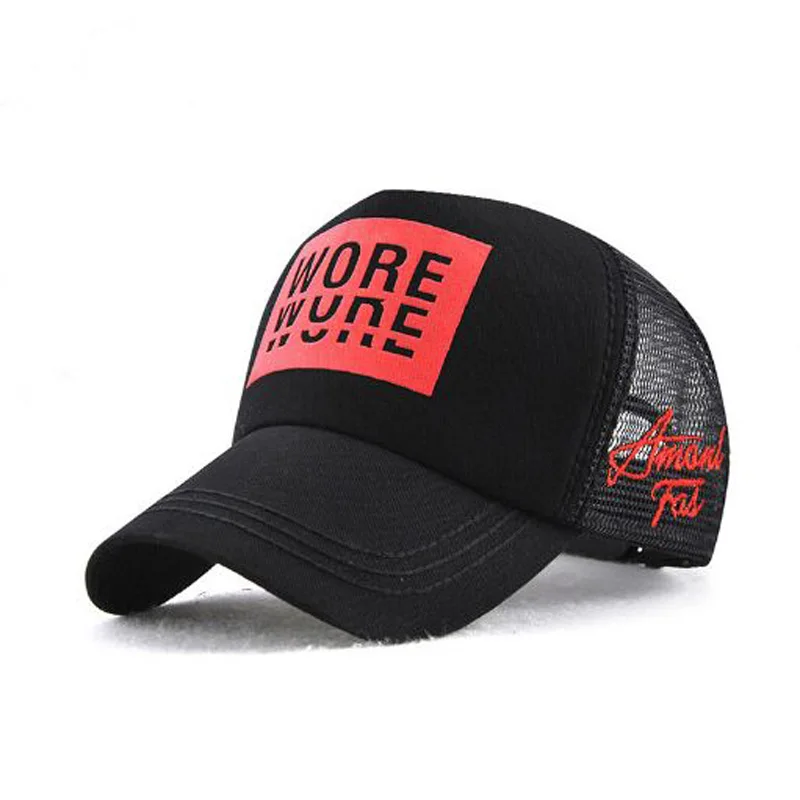 

XEONGKVI 2018 New Korean Letter Baseball Caps Spring Summer Brand Snapback Cotton Hats For Women And Men Printing Net Cap