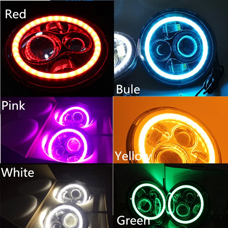 

7Inch Round Led Headlight for 97-15 Jeep Wrangler with Halo Angel Eye & DRL & Turn Signal Lights for Jeep JK LJ CJ Hummer H1 H2